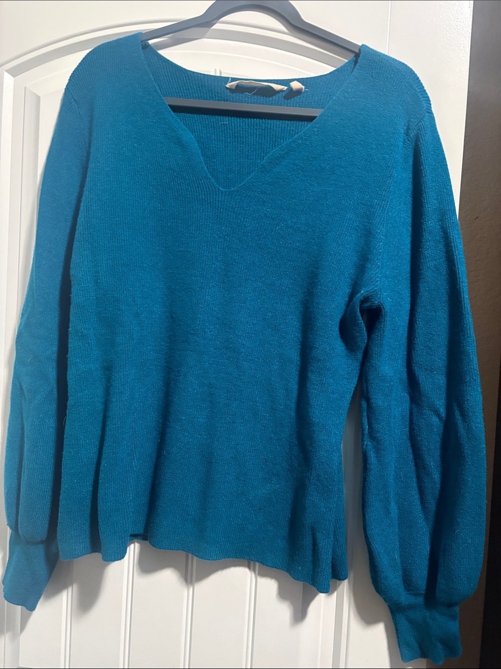 Soft Surroundings Teal V-Neck Pullover Sweater